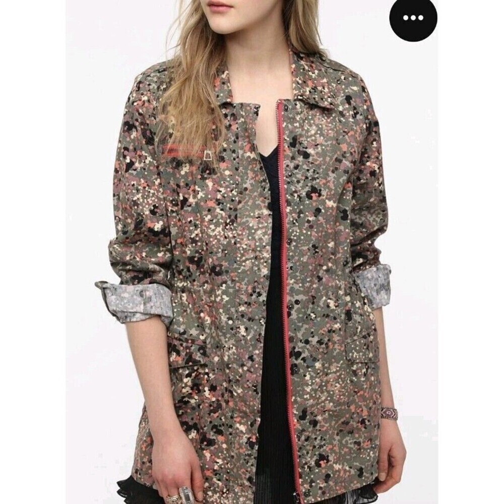 Numph Jacket Army Style Pink Polka Dots UK 10 2025